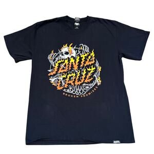 Santa Cruz Broken Promises Short Sleeve Black T-Shirt, Size Large, EUC